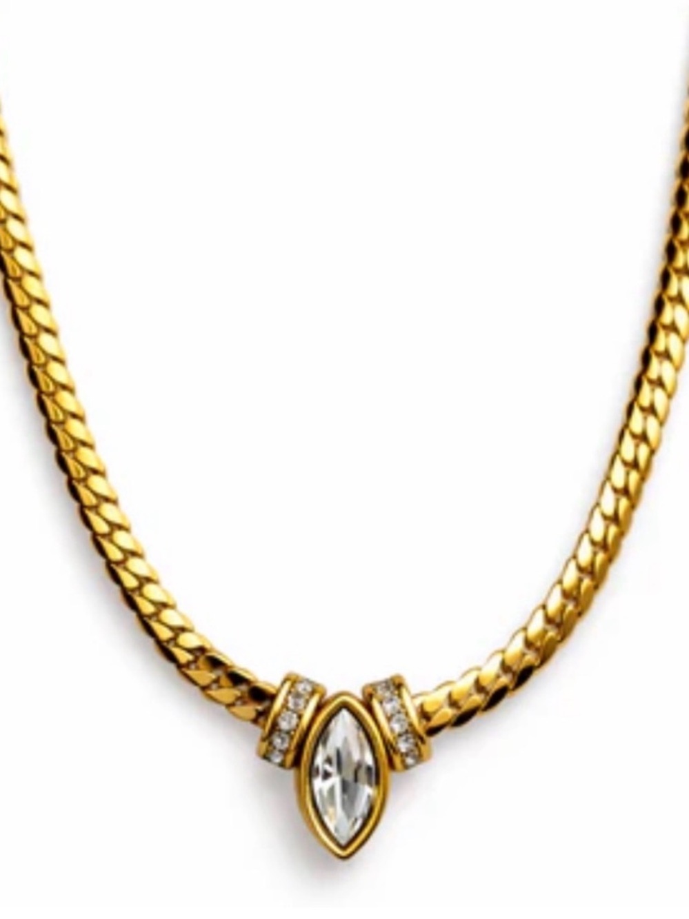 18K Gold Plated Stainless Steel Crystal Pendant Necklace - Picture 3 of 4